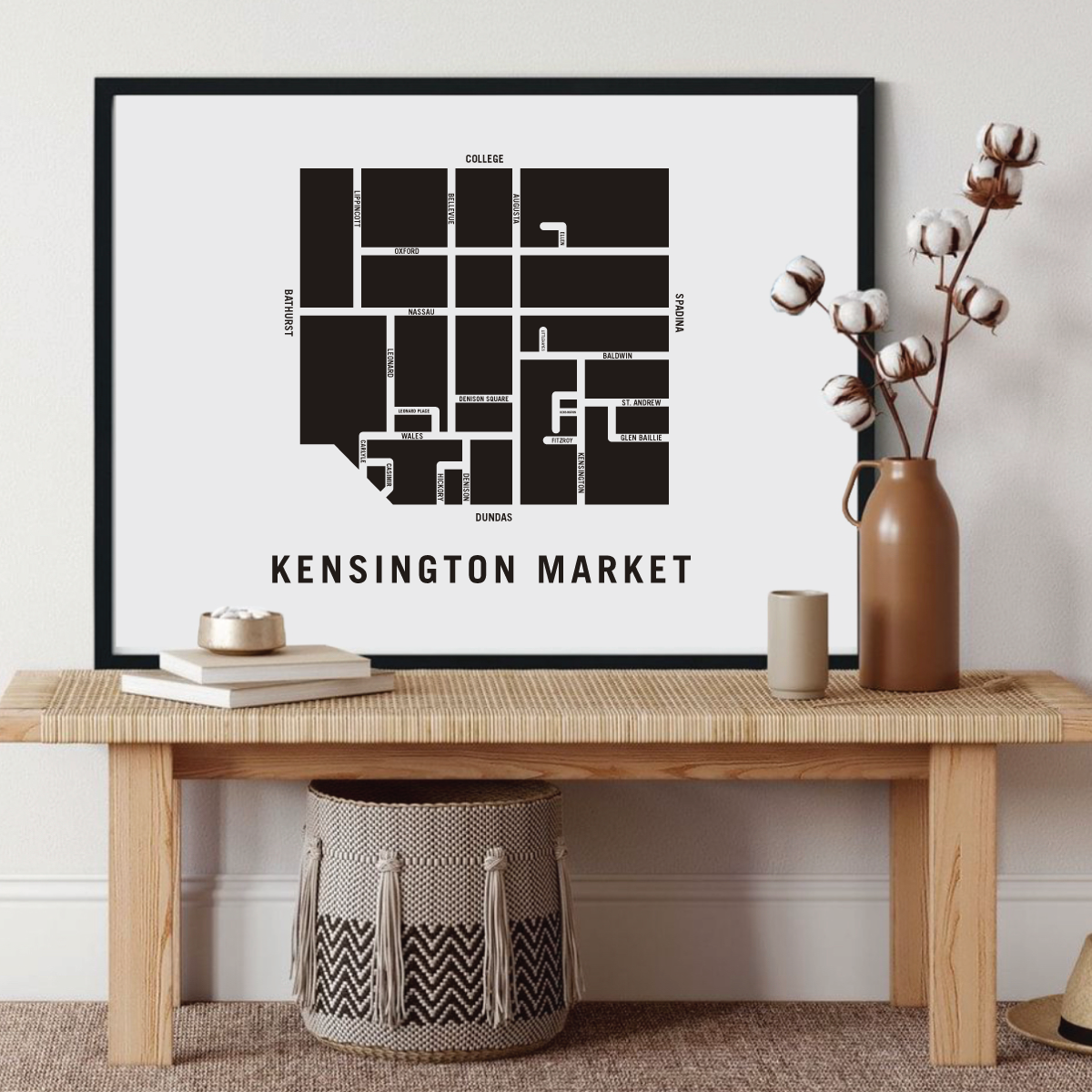 Kensington Market Neighbourhood Map Print Toronto Housewarming Gift   KensingtonMarketMockups 11 