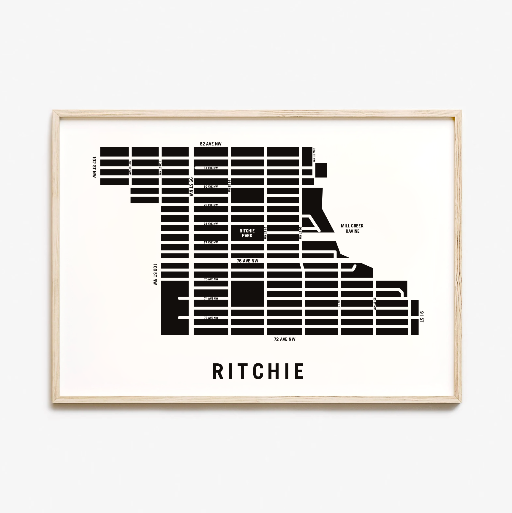 Ritchie Neighbourhood Map (with street names), Edmonton – Modern ...